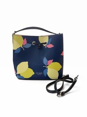 🍋 Kate Spade Eva Lemon Zest Bucket Bag Blue Multi NWOT 🍋